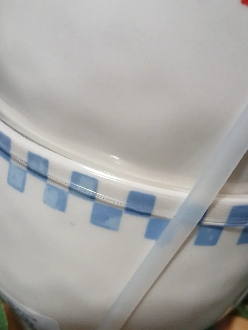 Rae Dunn White Ceramic Ice Cream & Sundae Stackable Bowls with Red and Blue Trim